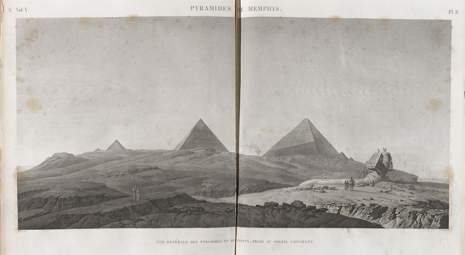 The pyramids and the Sphinx at sunset, seen from the south-east