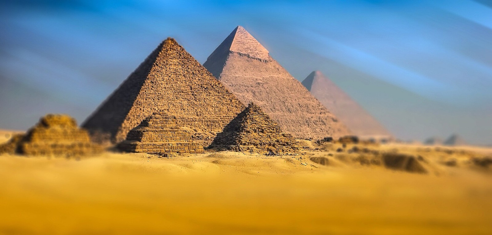 The three pyramids from the desert plateau